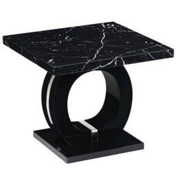Furniture in Fashion Halo High Gloss Lamp Table In Black And Milano Marble Effect - thumbnail 2