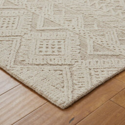Handmade Modern Easy To Clean Beige Ivory Wool Geometric Living Room Bedroom Rug-160Cm X 230Cm - thumbnail 4