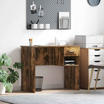 Berkfield Desk With Storage Smoked Oak 90X49.5X75 Cm Engineered Wood - image 1