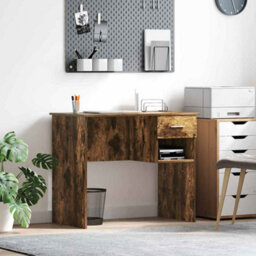 Berkfield Desk With Storage Smoked Oak 90X49.5X75 Cm Engineered Wood - thumbnail 1