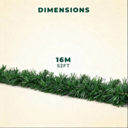 Shatchi 16M Alaskan Green Christmas Garland - Thick, Bushy Festive Décor - thumbnail 4
