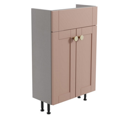 Ashford Slimline Matt Pink Double Freestanding Bathroom Vanity Unit (H) 820mm (W) 500mm - image 1