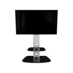 "Avf Lucerne 70Cm Curved Pedestal Tv Stand, For Tvs 32-65"" - Silver And Black Glass" - thumbnail 7