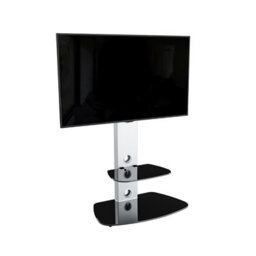 "Avf Lucerne 70Cm Curved Pedestal Tv Stand, For Tvs 32-65"" - Silver And Black Glass" - thumbnail 6