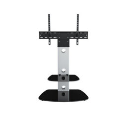 "Avf Lucerne 70Cm Curved Pedestal Tv Stand, For Tvs 32-65"" - Silver And Black Glass" - thumbnail 3