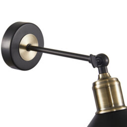 Happy Homewares Modern Industrial Switched Wall Light Fitting In Matte Black And Antique Brass - thumbnail 3