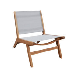 Sweeek - Set Of 2 Easy Chairs Acacia Wood And Textilene Grey - Madera - thumbnail 3