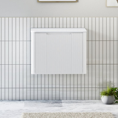 Royal Bathrooms Avenza 600mm Matte White Wall Hung Bathroom Vanity Unit 1 Drawer Plain White Undrilled Worktop & No Basin - image 1