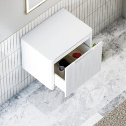 Royal Bathrooms Avenza 600mm Matte White Wall Hung Bathroom  Vanity Unit 1 Drawer Plain White Undrilled Worktop & No Basin - thumbnail 5
