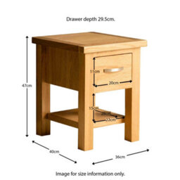 London Oak 36Cm Lamp Side Table With Drawer - Fully Assembled By Roseland Furniture - thumbnail 8