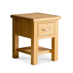 London Oak 36Cm Lamp Side Table With Drawer - Fully Assembled By Roseland Furniture - thumbnail 1