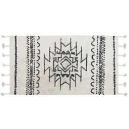 Beliani Rug Khouribga Off-White 80 X 150 Cm Cotton