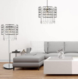 Giggi Chrome Ceiling Light Shade Cylinder Shape With Clear Acrylic Crystals 26Cm X 30Cm - thumbnail 6