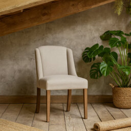 Wyld Haus Olargues Soft Grey Linen Upholstered Dining Chair Pared Back Design - thumbnail 2