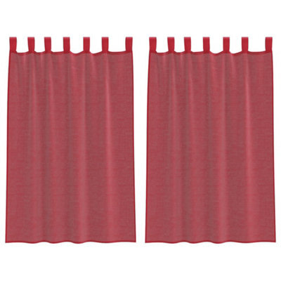 Berkfield Durable Voile Curtains With Loops 2 Pcs Wine Red 140X175 Cm - image 1