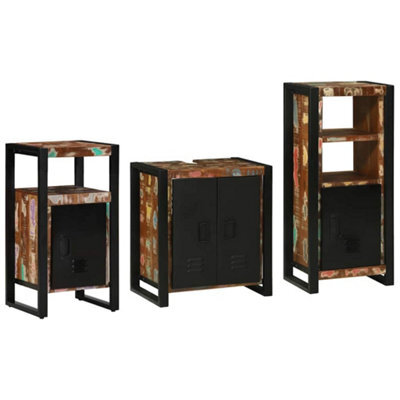 Berkfield Bathroom Furniture Set 3 Pcs Multicolour Solid Reclaimed Wood - image 1