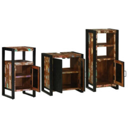 Berkfield Bathroom Furniture Set 3 Pcs Multicolour Solid Reclaimed Wood - thumbnail 4