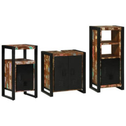 Berkfield Bathroom Furniture Set 3 Pcs Multicolour Solid Reclaimed Wood - thumbnail 1