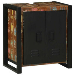 Berkfield Bathroom Furniture Set 3 Pcs Multicolour Solid Reclaimed Wood - thumbnail 7