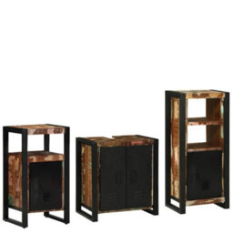 Berkfield Bathroom Furniture Set 3 Pcs Multicolour Solid Reclaimed Wood - thumbnail 2