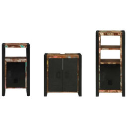 Berkfield Bathroom Furniture Set 3 Pcs Multicolour Solid Reclaimed Wood - thumbnail 9