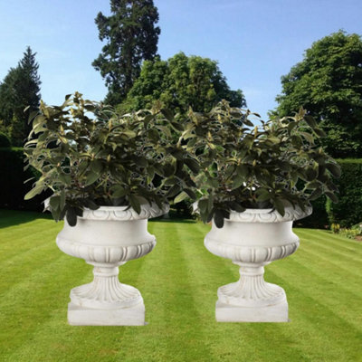 Pair Of Large Edwardian Stone Vases Without Handles - image 1
