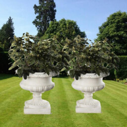 Pair Of Large Edwardian Stone Vases Without Handles