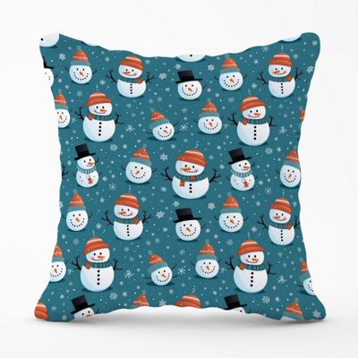Warren Reed Designer Jolly Christmas Snowmen Outdoor Cushion 45Cm X 45Cm - image 1