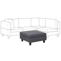 Wyld and Coco Element Ottoman Footstool - Dark Grey Polyester, Square Minimalist Design, Modular Sofa Accessory - thumbnail 3