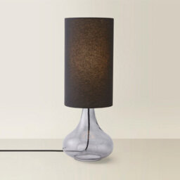 Valuelights Sylvie Black Linen Tall Lamp Shade Smoked Glass Squat Table Lamp With Led Bulb - thumbnail 2