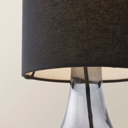 Valuelights Sylvie Black Linen Tall Lamp Shade Smoked Glass Squat Table Lamp With Led Bulb - thumbnail 4
