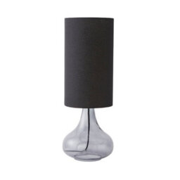 Valuelights Sylvie Black Linen Tall Lamp Shade Smoked Glass Squat Table Lamp With Led Bulb - thumbnail 6