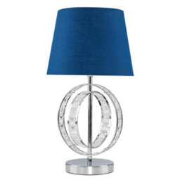 Valuelights Rothwell Chrome Acrylic Jewel Double Hoop Design Table Lamp With Navy Blue Shade And Led Bulb