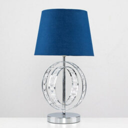 Valuelights Rothwell Chrome Acrylic Jewel Double Hoop Design Table Lamp With Navy Blue Shade And Led Bulb - thumbnail 4