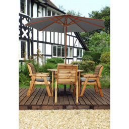 Charles Taylor Trading Charles Taylor 4 Seater Wooden Round Dining Table & Chairs Set Grey Cushion - thumbnail 3