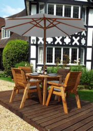Charles Taylor Trading Charles Taylor 4 Seater Wooden Round Dining Table & Chairs Set Grey Cushion - thumbnail 1