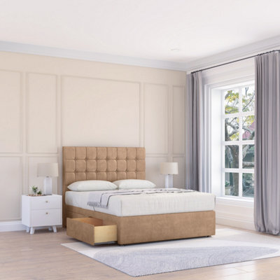 "Sloomy 5Ft Alabama Divan Bed Base Sand Naples ,2 Drawers & 26"" Struts Headboard - King" - image 1