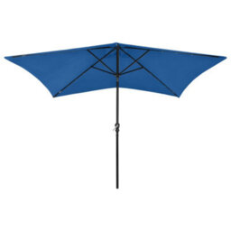 Berkfield Parasol With Leds And Steel Pole Azure Blue 2X3 M - thumbnail 2