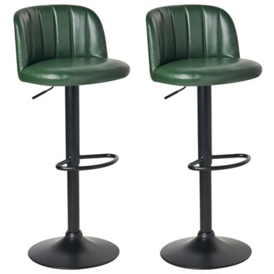 Beliani Set Of 2 Bar Stools Vlore Faux Leather Swivel Dark Green - image 1
