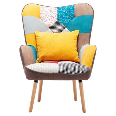 Accent Armchair With Footstool Set Single Sofa Lounge Chair Fabric Padded Stool - image 1