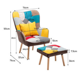 Accent Armchair With Footstool Set Single Sofa Lounge Chair Fabric Padded Stool - thumbnail 2