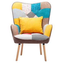 Accent Armchair With Footstool Set Single Sofa Lounge Chair Fabric Padded Stool - thumbnail 1