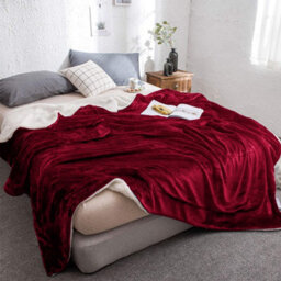 Ameha Sherpa Fleece Throw Blanket Burgundy Soft, Thick & Fluffy Comfort For Sofa, Bed Or Travel, King Size 200X240Cm - thumbnail 2