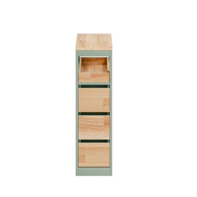 Sobuy Low Bathroom Cabinet With 4 Drawers 65X23X82Cm Nordic Bzr54-Ii-Gr - image 1