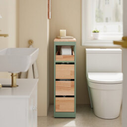 Sobuy Low Bathroom Cabinet With 4 Drawers 65X23X82Cm Nordic Bzr54-Ii-Gr - thumbnail 4