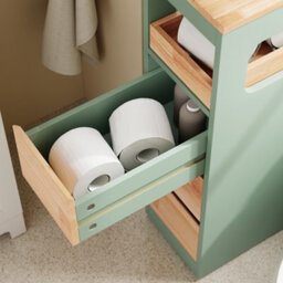 Sobuy Low Bathroom Cabinet With 4 Drawers 65X23X82Cm Nordic Bzr54-Ii-Gr - thumbnail 7