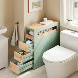 Sobuy Low Bathroom Cabinet With 4 Drawers 65X23X82Cm Nordic Bzr54-Ii-Gr - thumbnail 5