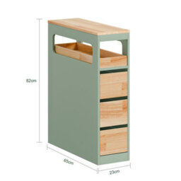 Sobuy Low Bathroom Cabinet With 4 Drawers 65X23X82Cm Nordic Bzr54-Ii-Gr - thumbnail 3