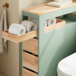 Sobuy Low Bathroom Cabinet With 4 Drawers 65X23X82Cm Nordic Bzr54-Ii-Gr - thumbnail 6