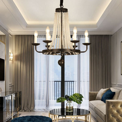 Wdw Post-Modern Black Pendant Chandelier Genuine K9 Crystal Metal Body 6-Arm Flush Ceiling Light - image 1